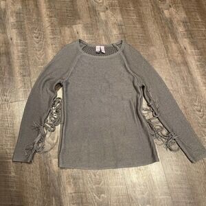 Love on a hangar tassel sleeve embroidered detail sweater